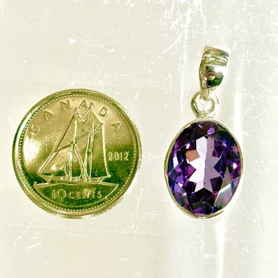 Alexandrite Faceted Pendant Sterling Silver *Lab Grown*
