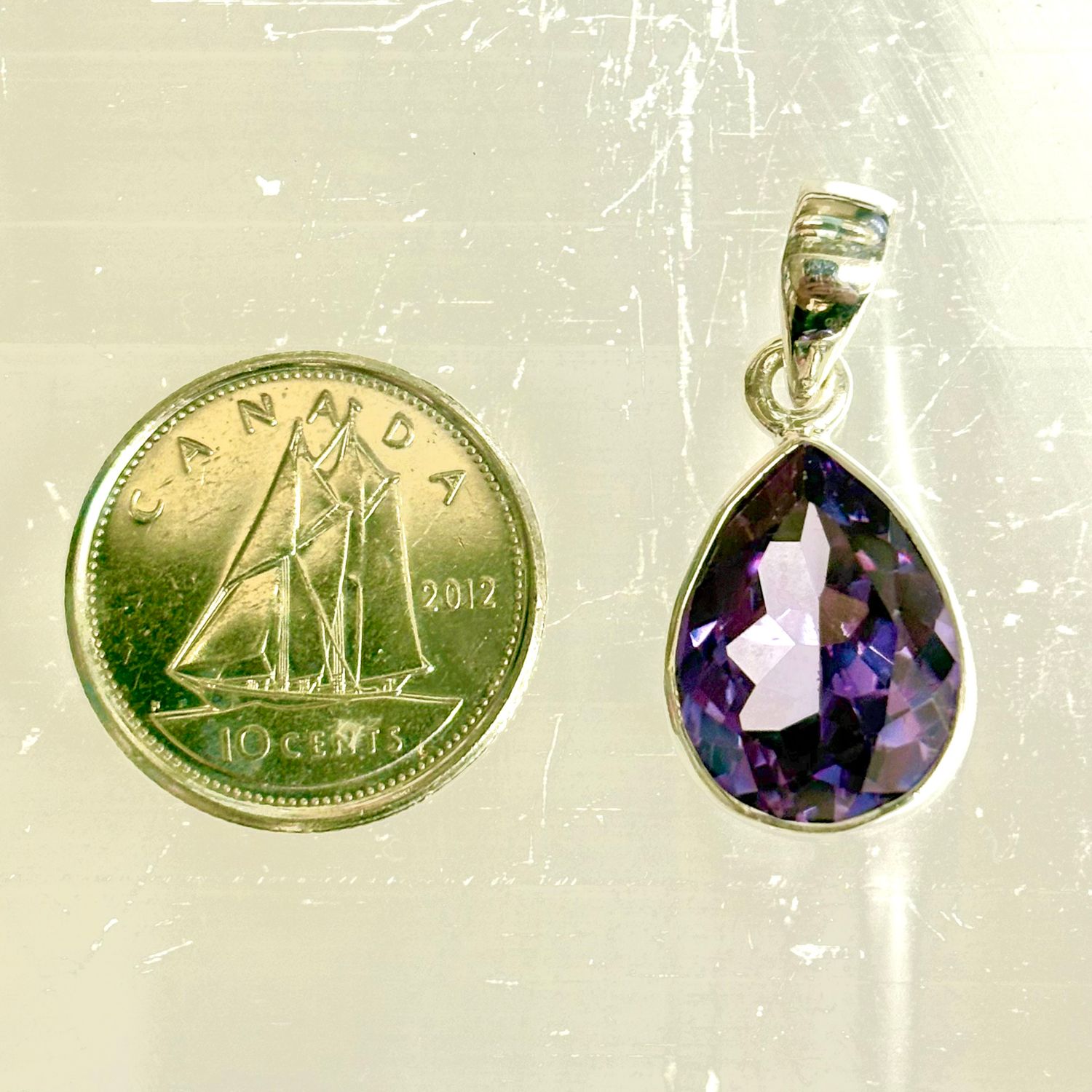 Alexandrite Faceted Pendant B Sterling Silver *Lab Grown*