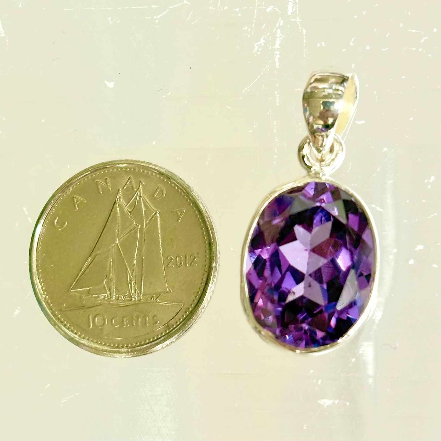 Alexandrite Faceted Pendant C Sterling Silver *Lab Grown*