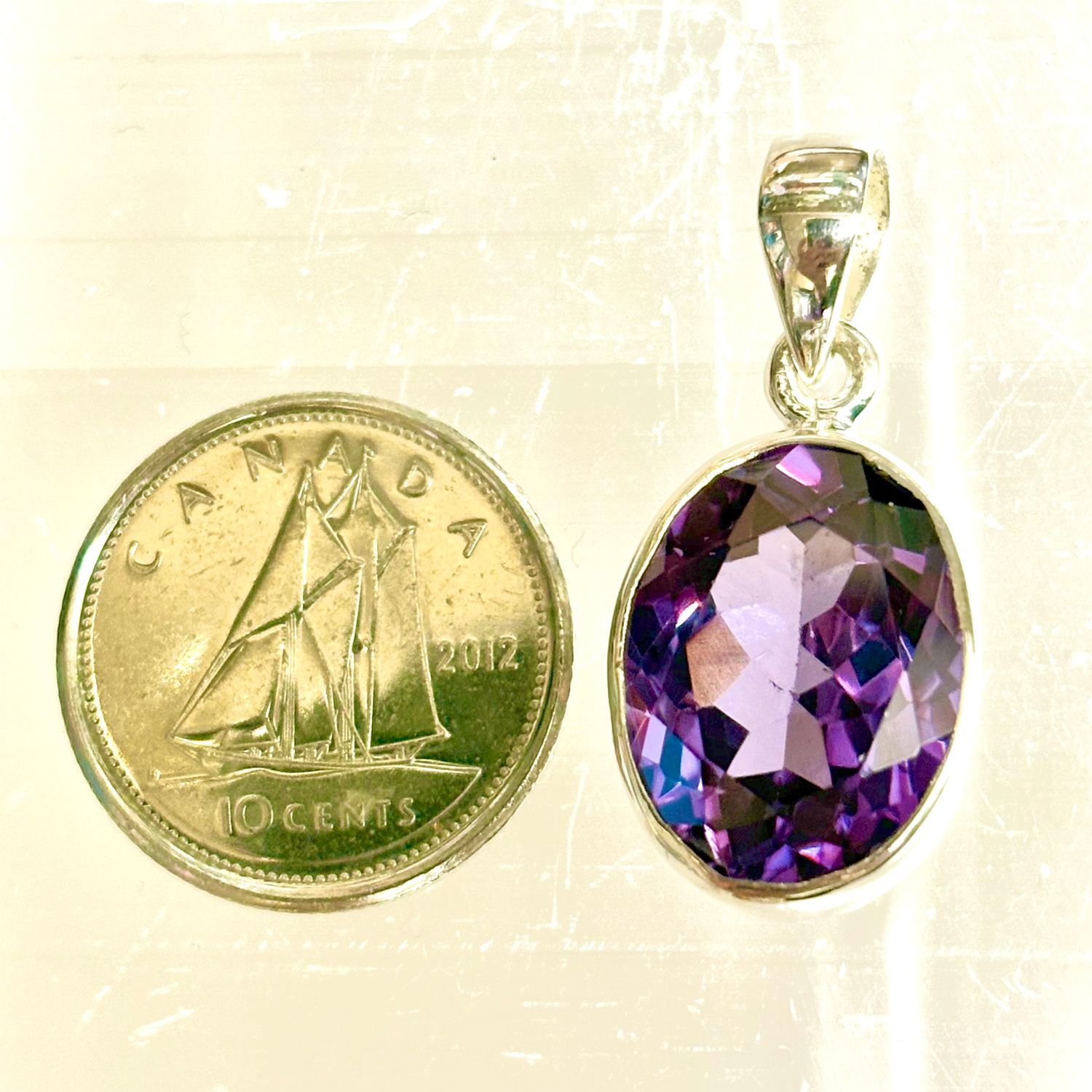 Alexandrite Faceted Pendant E Sterling Silver *Lab Grown*