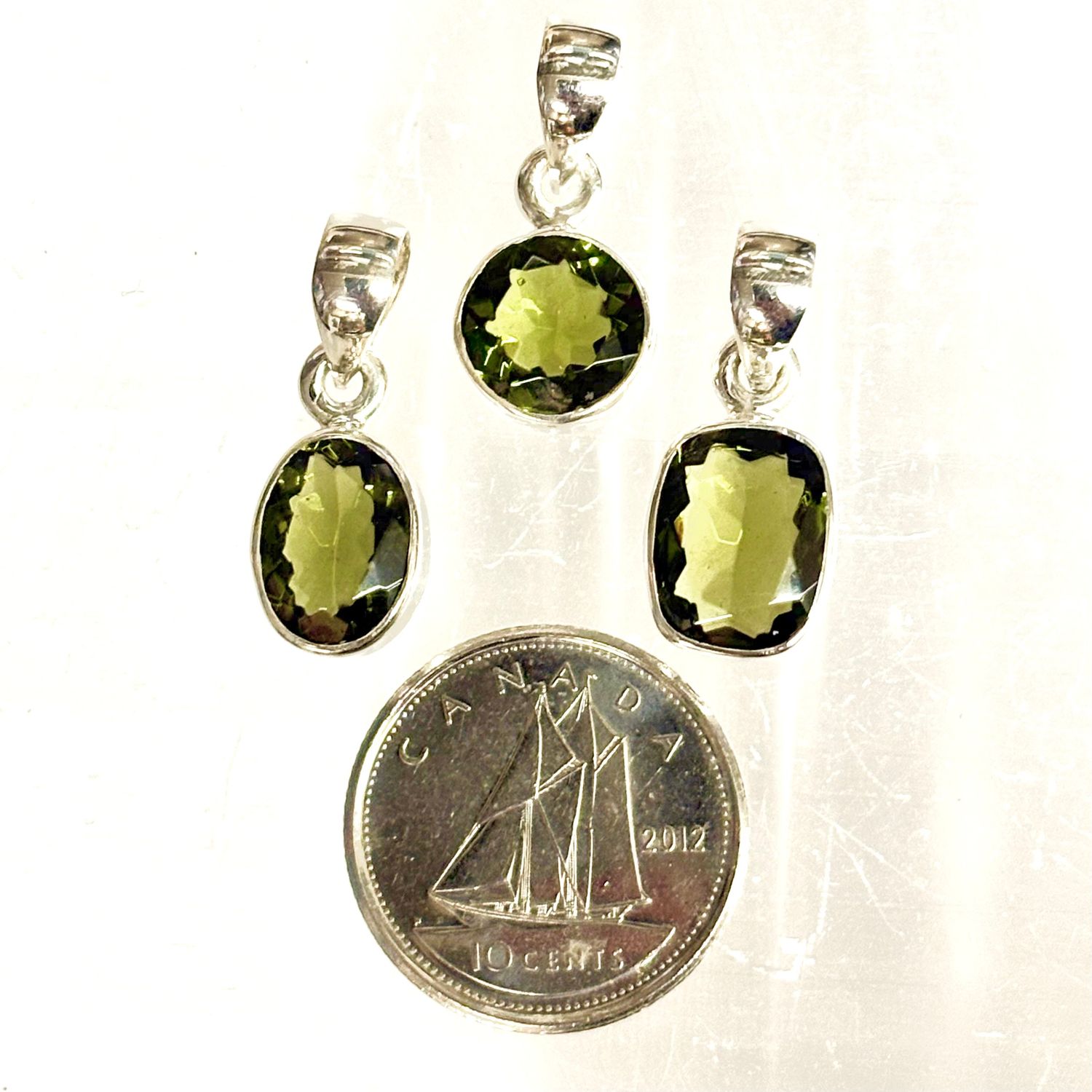 Moldavite Pendants Faceted - Sterling Silver .925