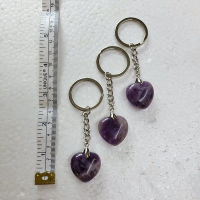 Amethyst Puffy Heart Keychain