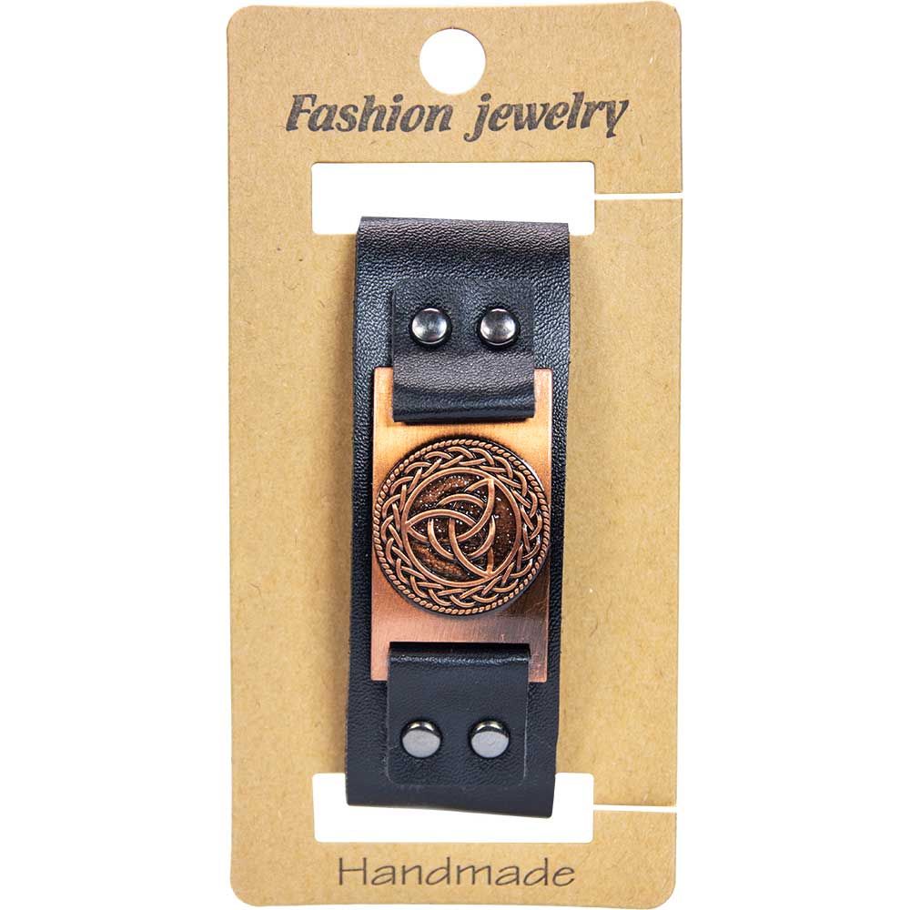 Handmade Vegan Leather Bracelet - Black Celtic Knot