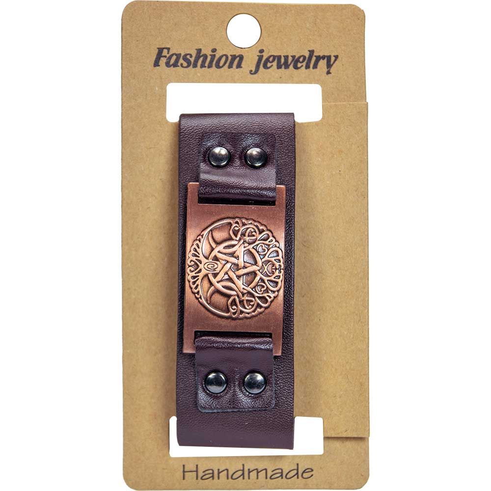 Handmade Vegan Leather Bracelet - Brown Tree of Life