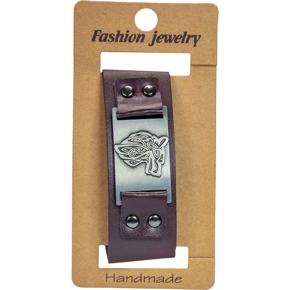 Handmade Vegan Leather Bracelet - Brown Wolf