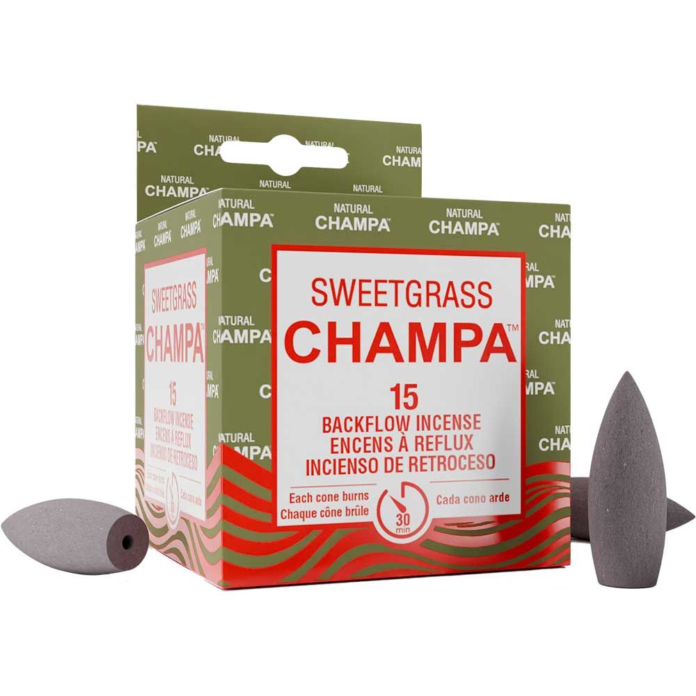 Natural Champa Sweetgrass\ Backflow Incense Cones