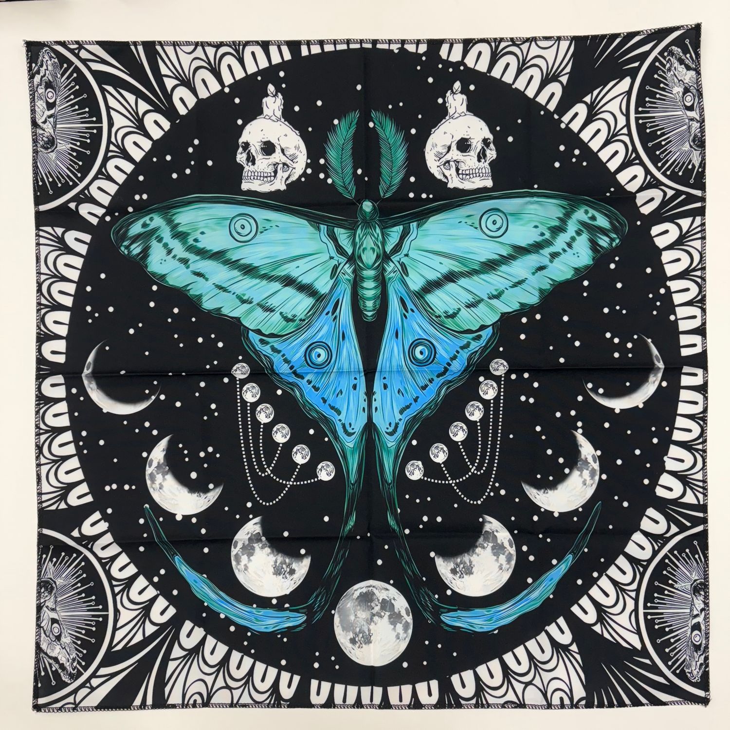Tarot / Altar Cloth: Luna Moth &amp; Skull