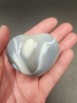 Orca Agate / Blue Chalcedony Hearts