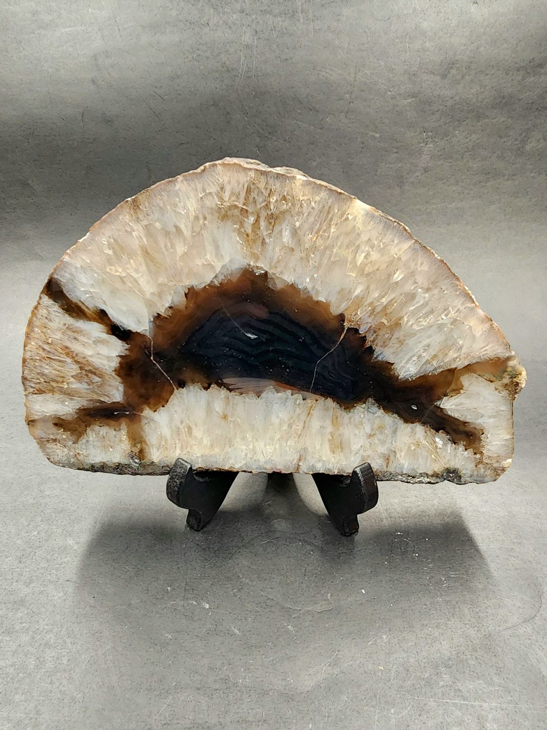 Clear Quartz Slice with Black Agate Center