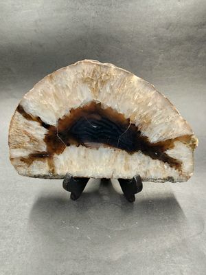 Clear Quartz Slice with Black Agate Center