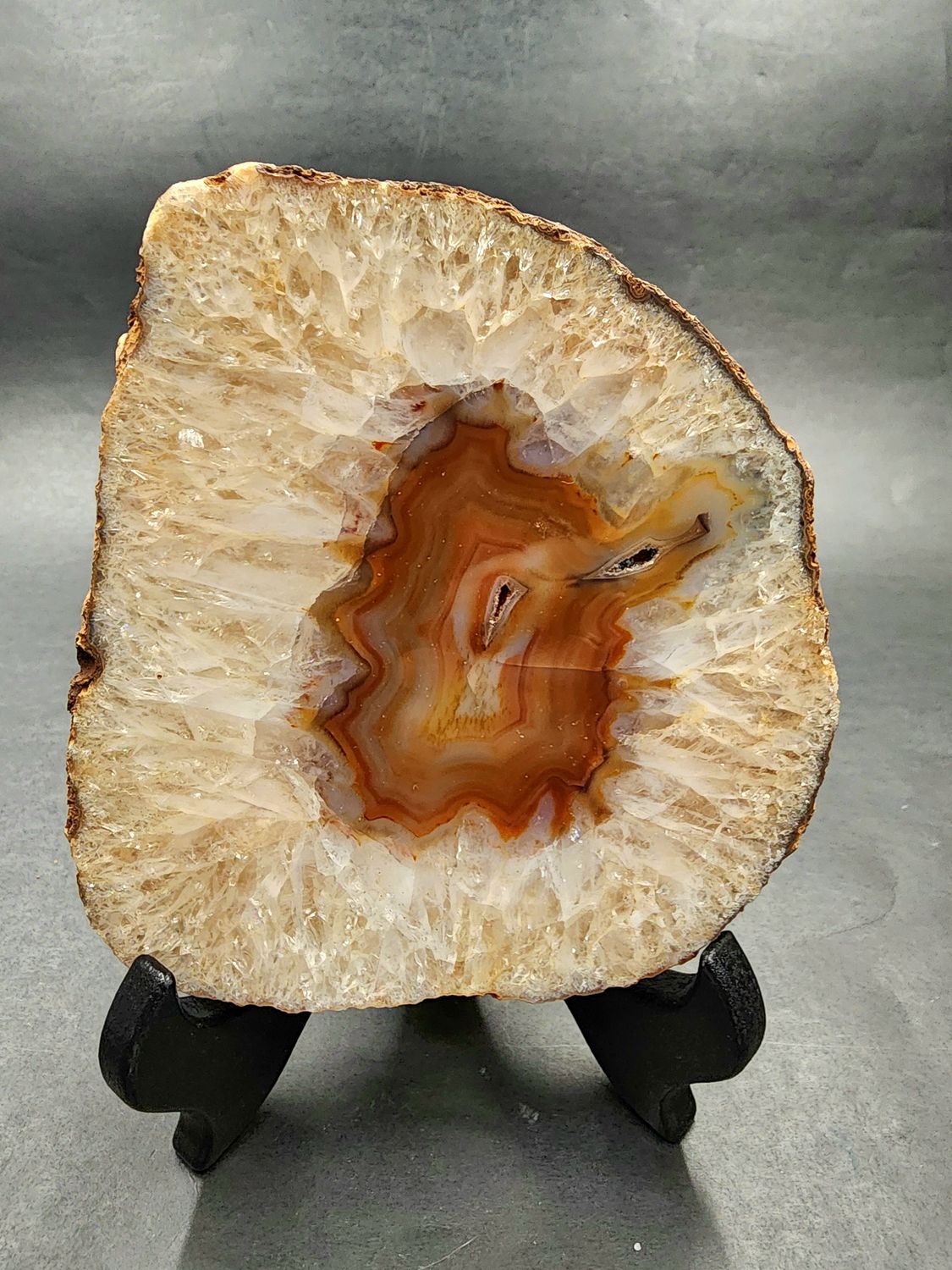 Clear Quartz Slice with Carnelian Center