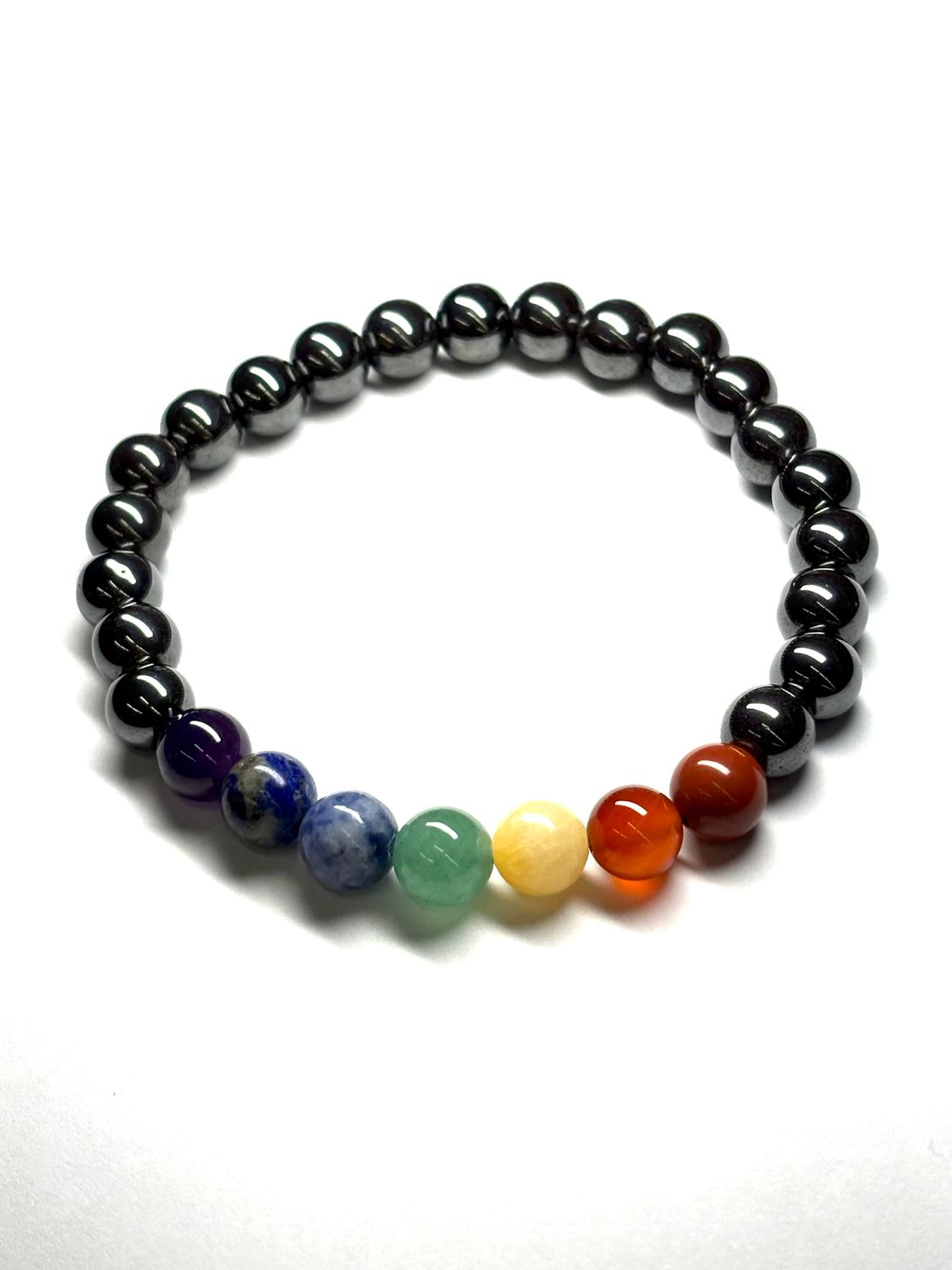 Chakra &amp; Hematite - 8mm Bracelet