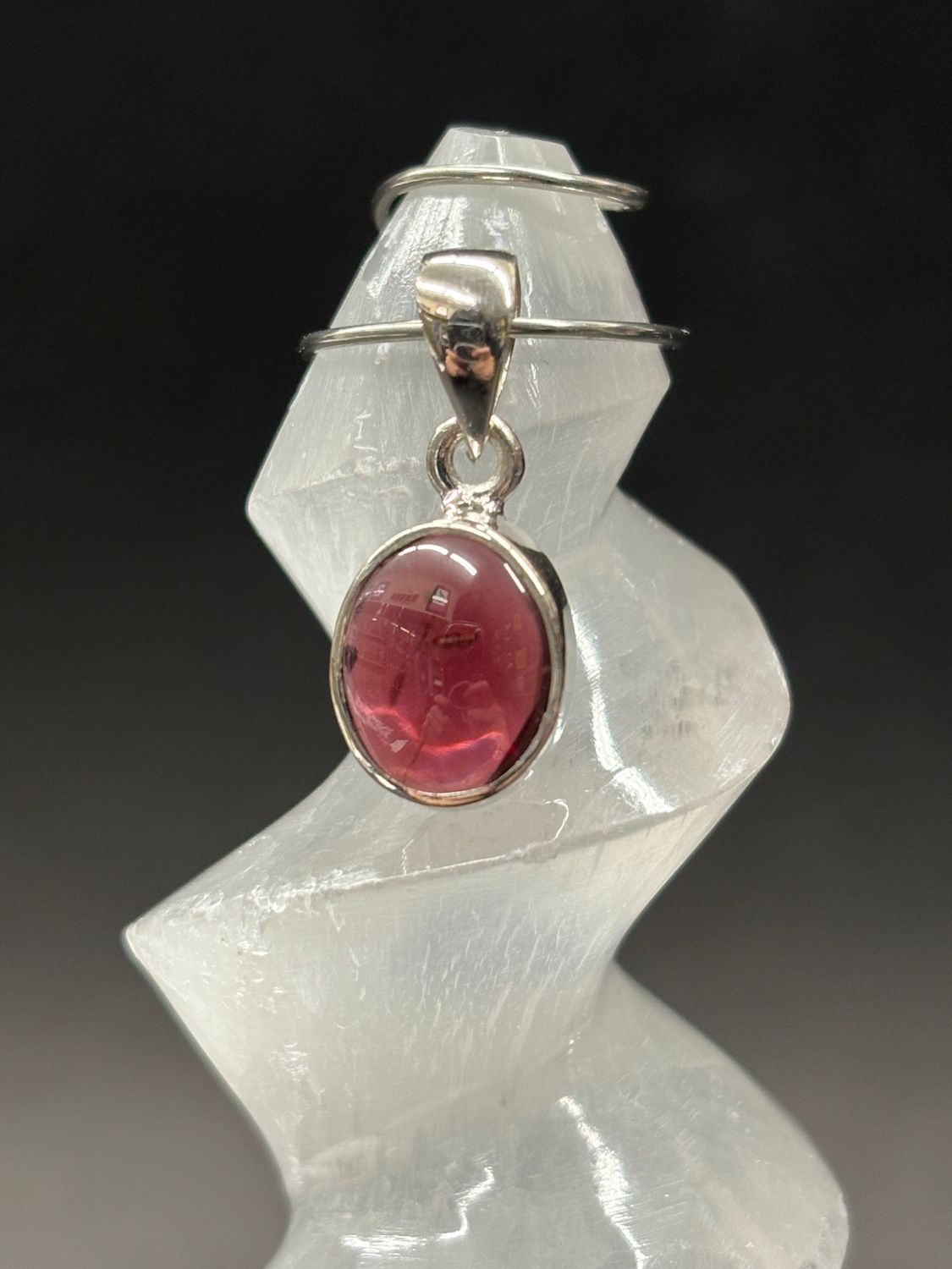 Garnet Pendant - Sterling Silver