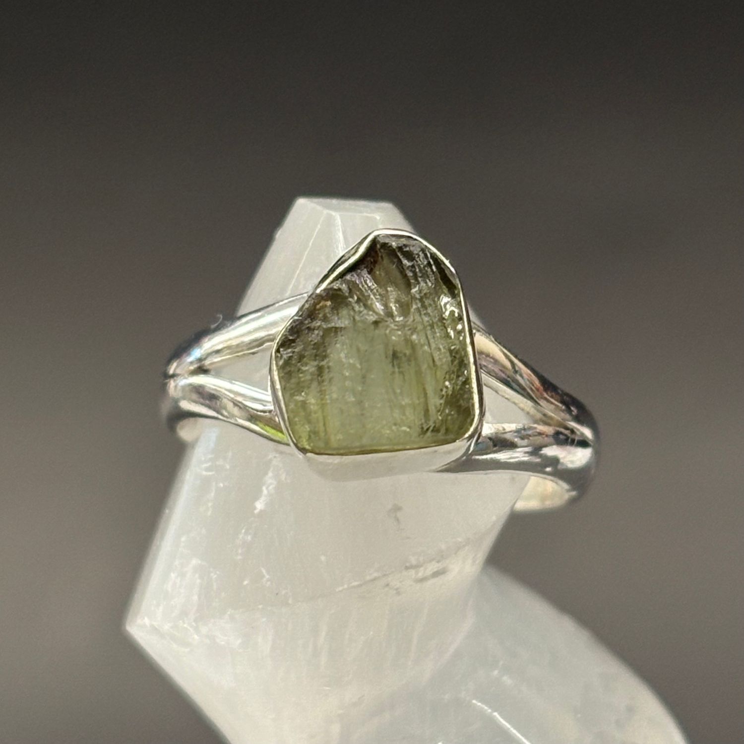Moldavite Ring Sterling Silver Size 6