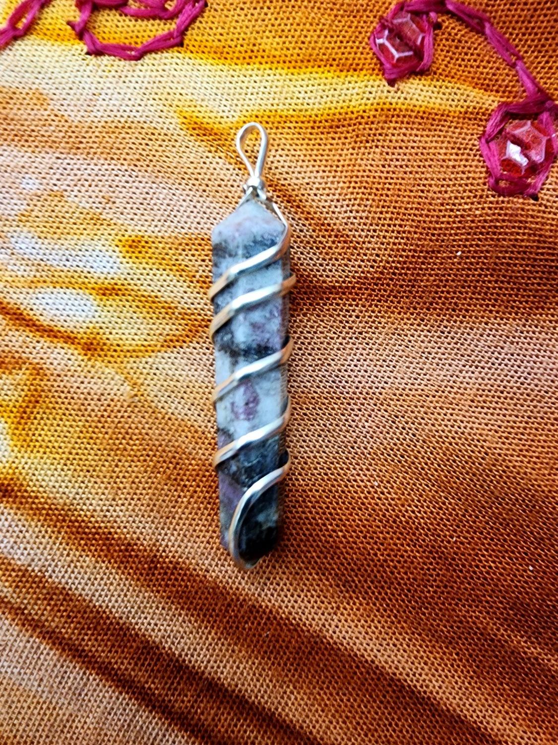 Eudialyte Spiral Wrapped Pendant