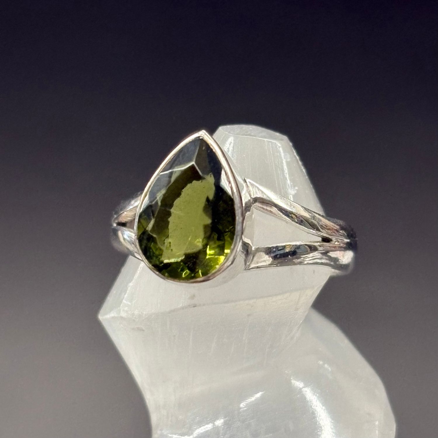 Moldavite Ring Sterling Silver Size 5