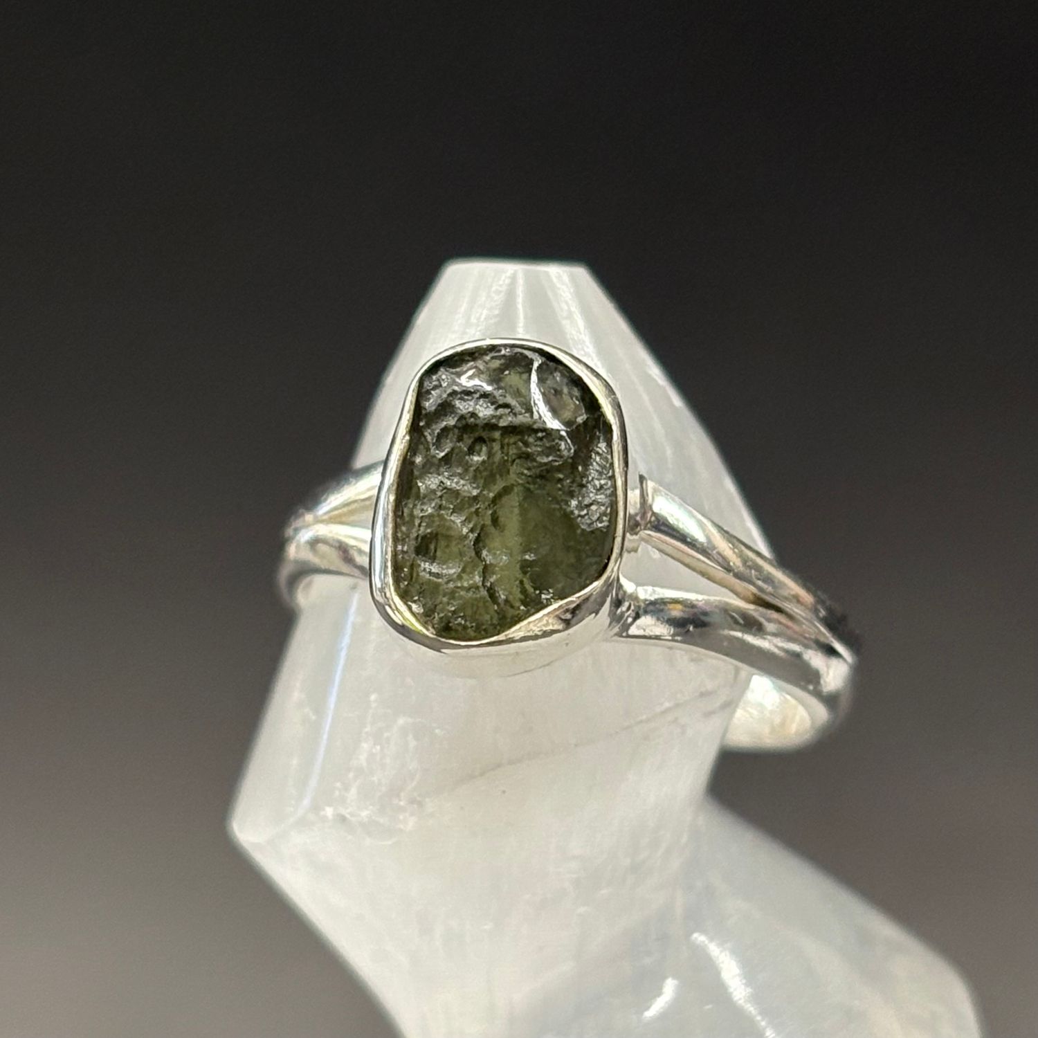 Moldavite Ring Sterling Silver Size 7