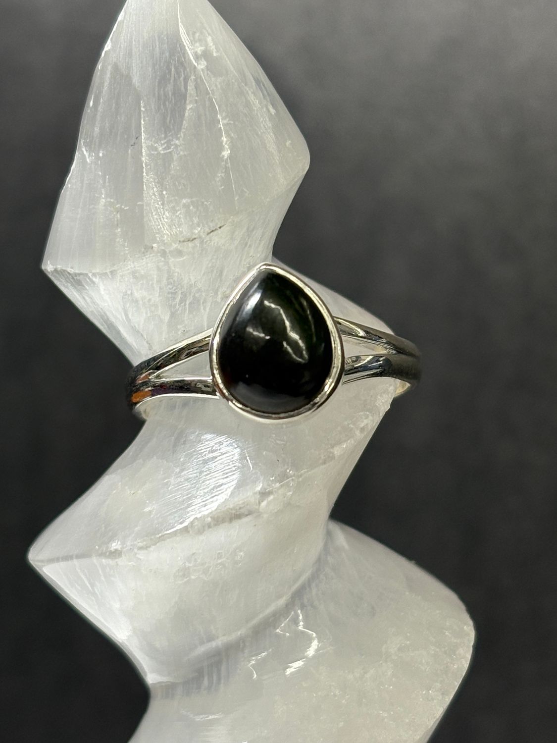 Black Obsidian Ring A - Size 9 Sterling Silver