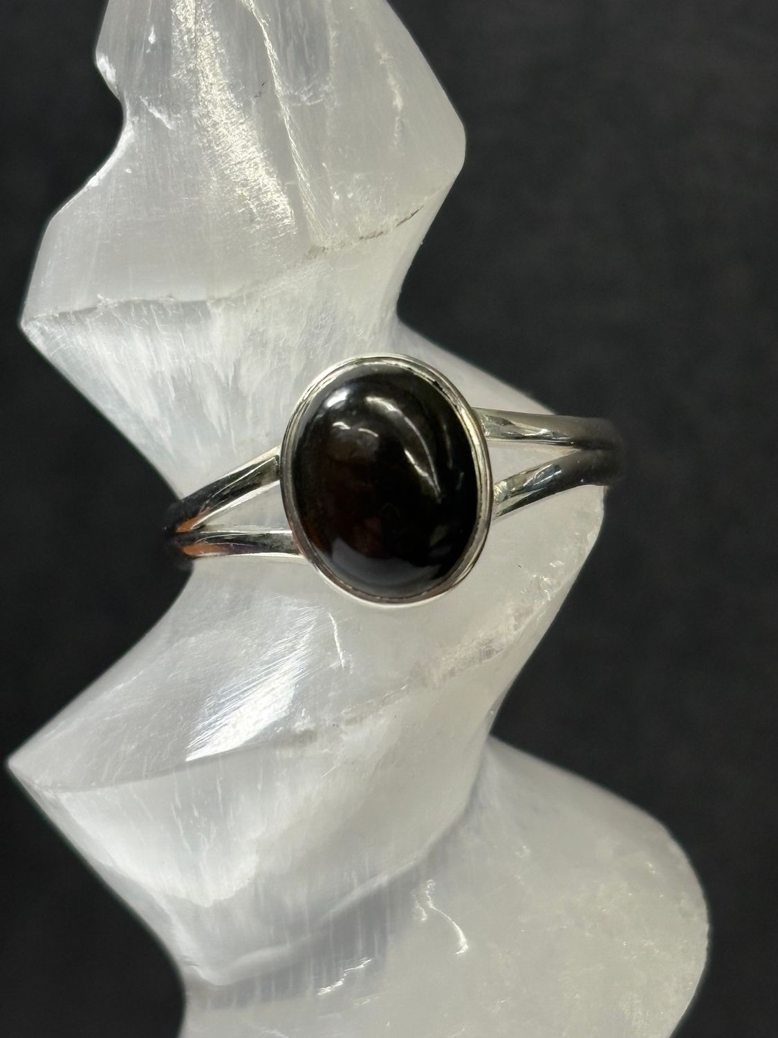 Black Obsidian Ring - Size 10 Sterling Silver