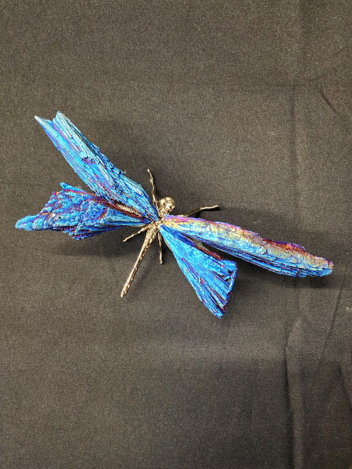 Cobalt Aura Black Kyanite Dragonfly colour silver