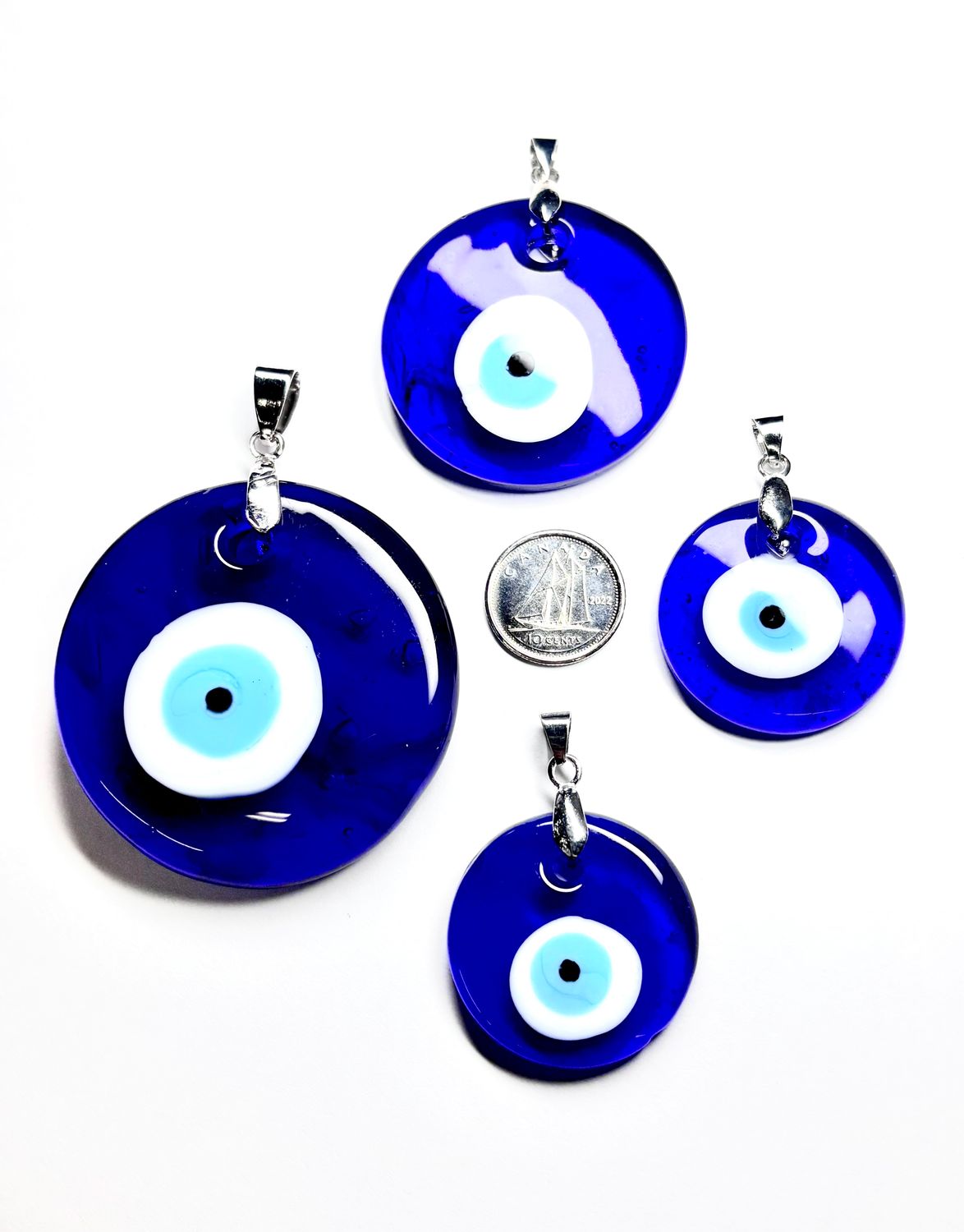 Evil Eye Glass Pendant - Stainless Steel Assorted