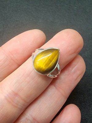 Golden Tiger's Eye Ring A - Size 5 Sterling Silver