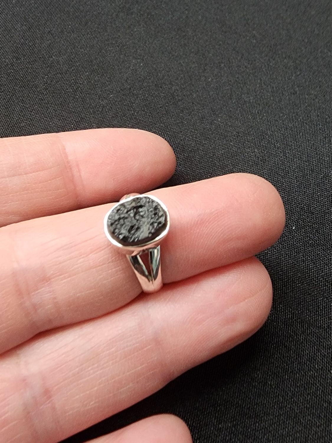 Tektite Ring - Size 5 Sterling Silver