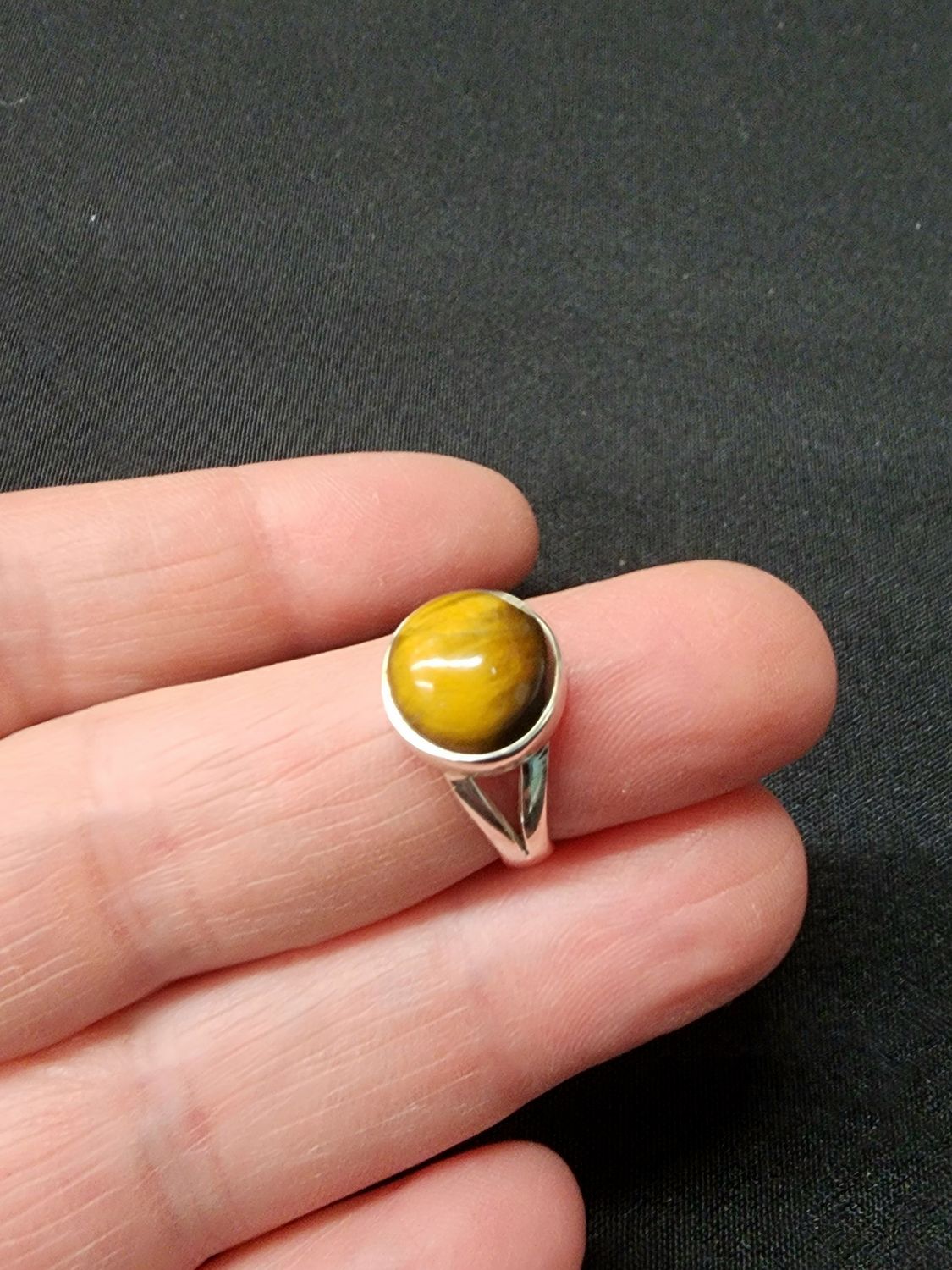 Golden Tiger's Eye Ring B - Size 5 Sterling Silver