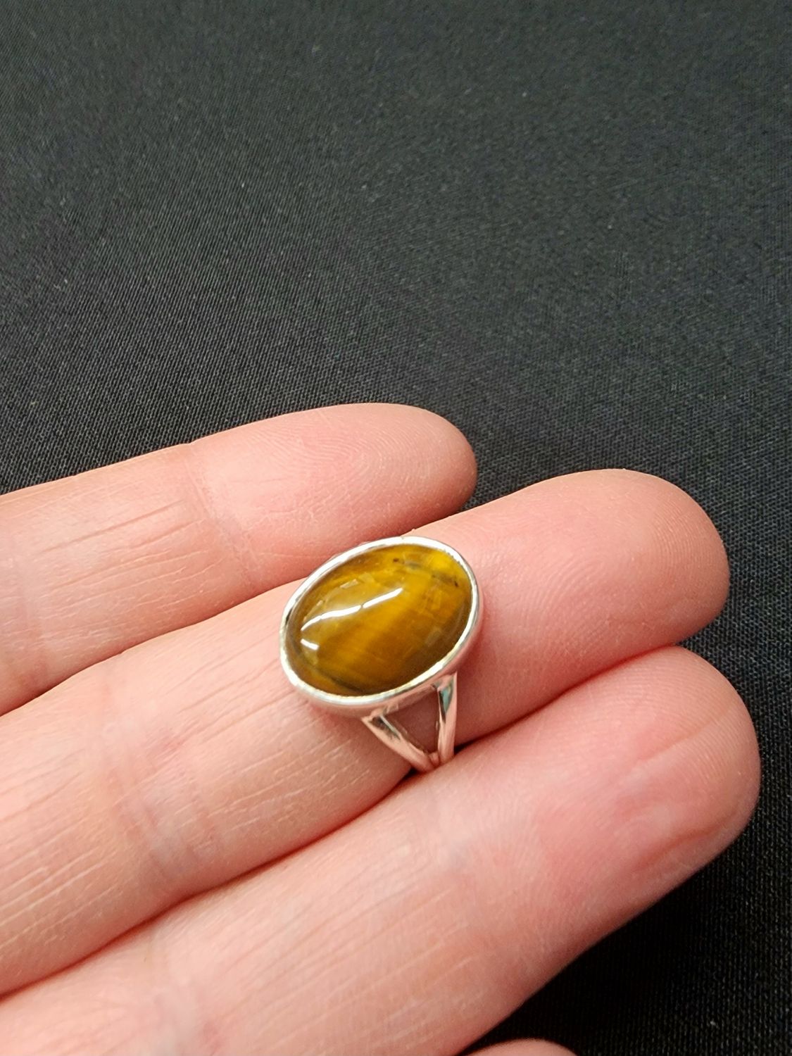 Golden Tiger's Eye Ring - Size 5 Sterling Silver