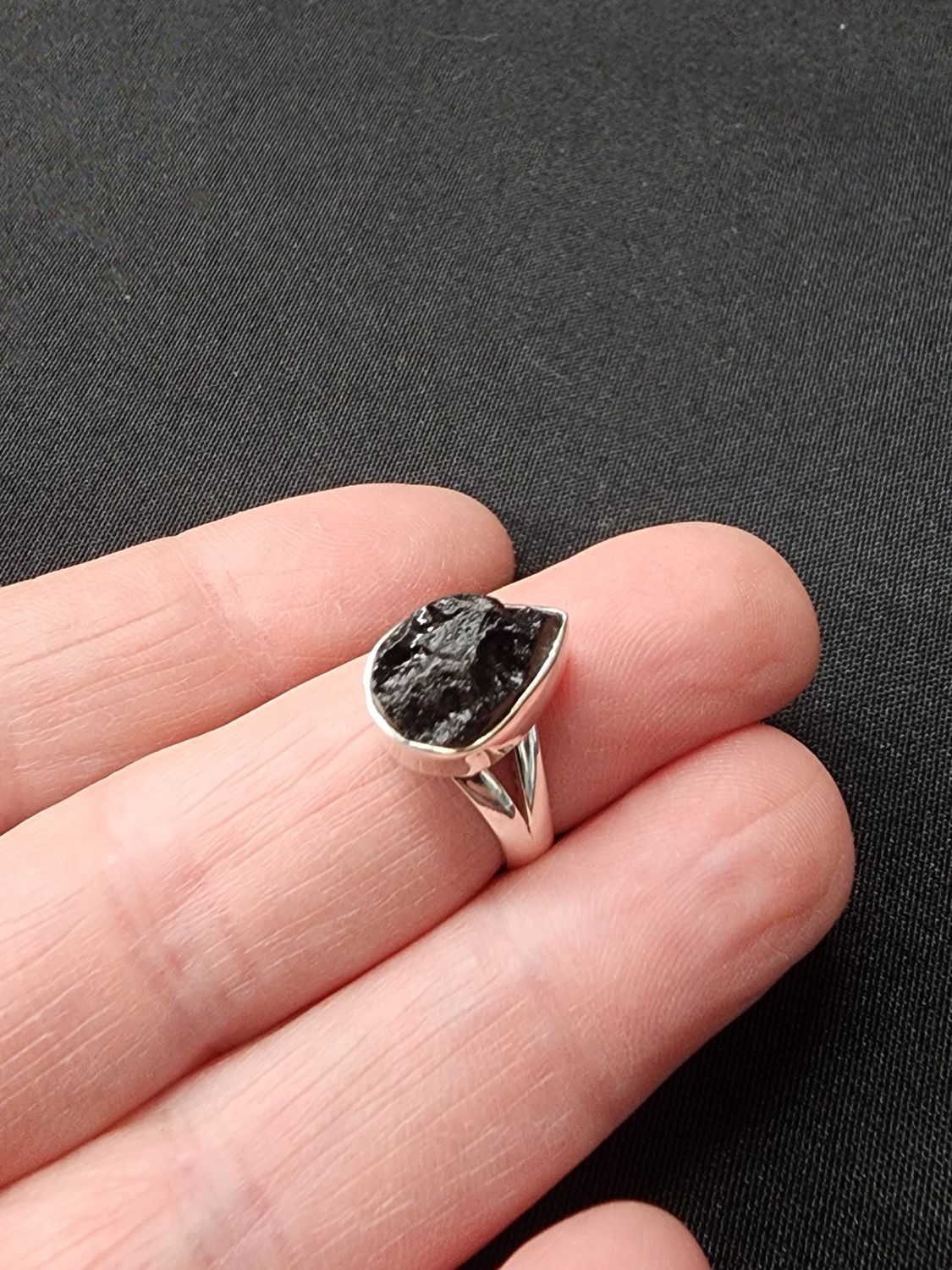 Tektite Ring A - Size 5 Sterling Silver