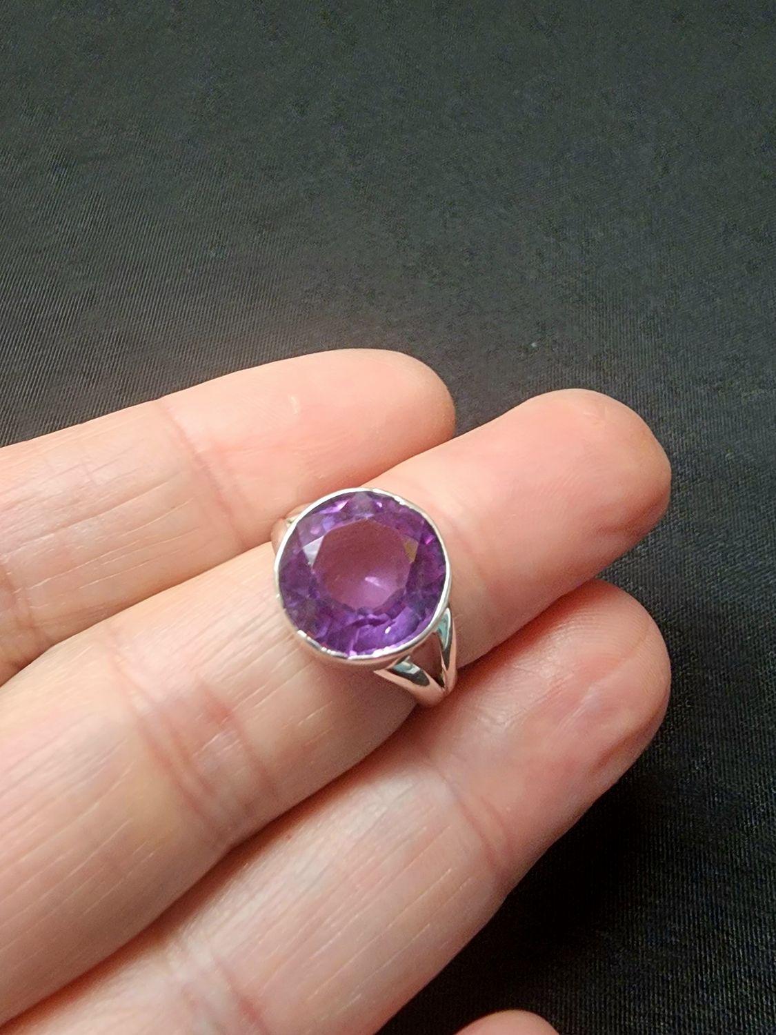 Alexandrite Faceted Ring - Size 6 Sterling Silver *Lab Grown*