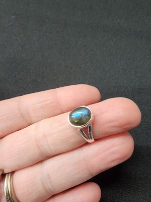 Labradorite Oval Ring - Size 5 Sterling Silver