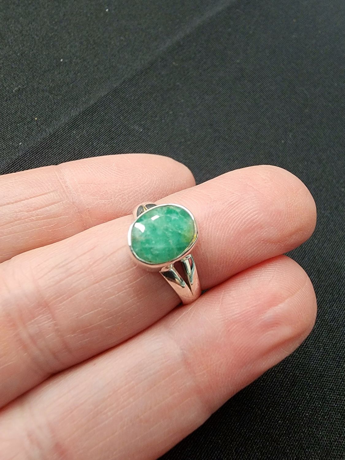 Emerald Ring A - Size 5 Sterling Silver