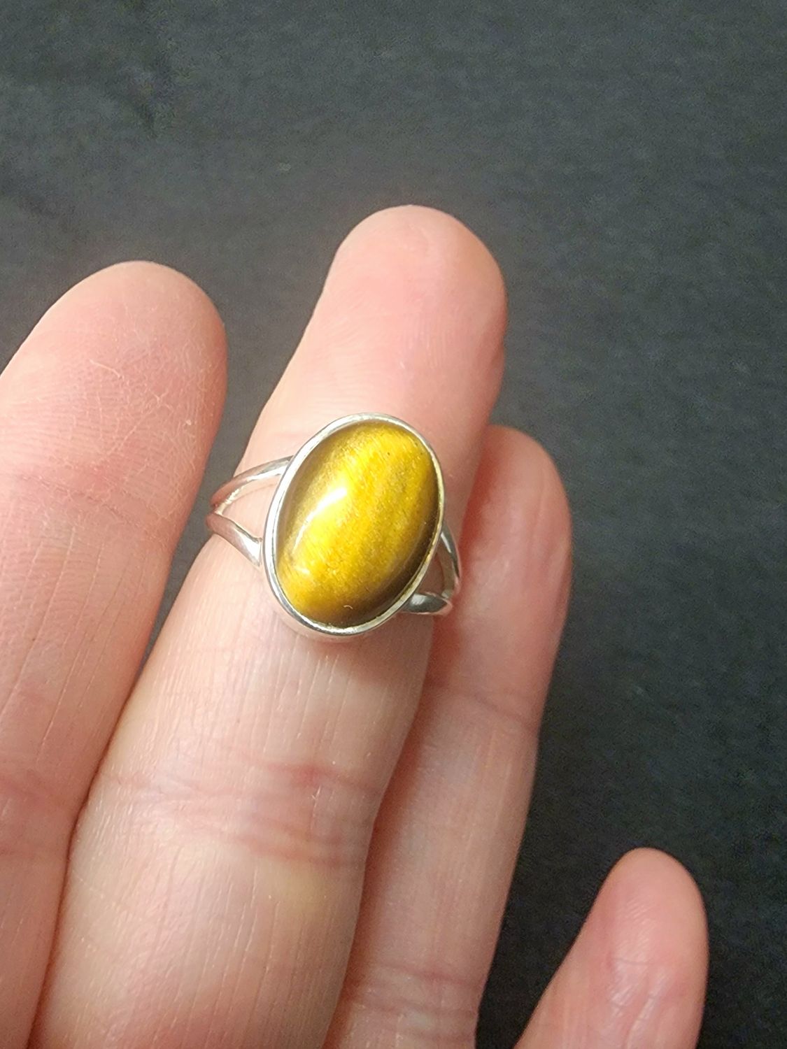 Golden Tiger's Eye Ring - Size 6 Sterling Silver