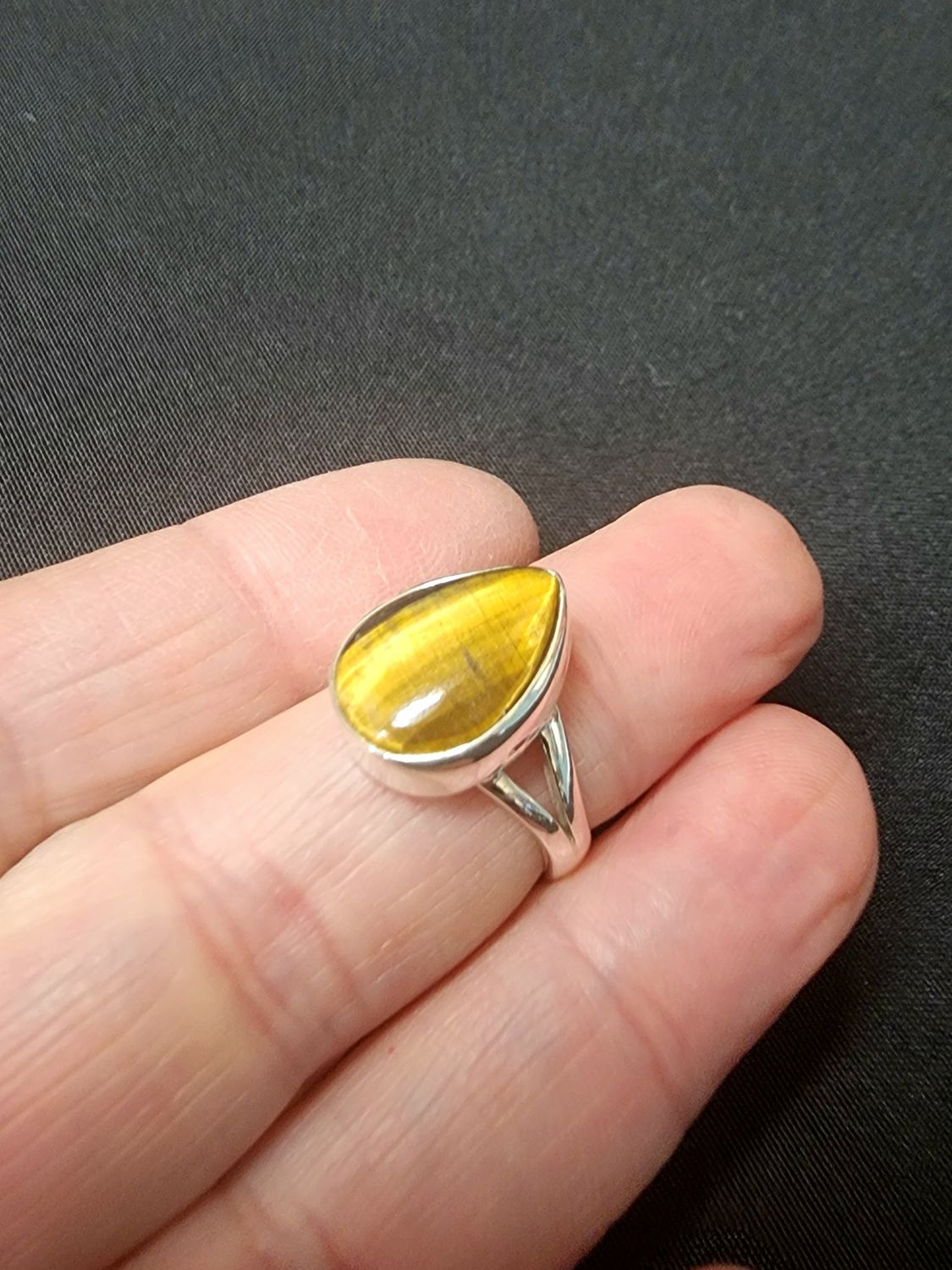Golden Tiger's Eye Ring A - Size 6 Sterling Silver