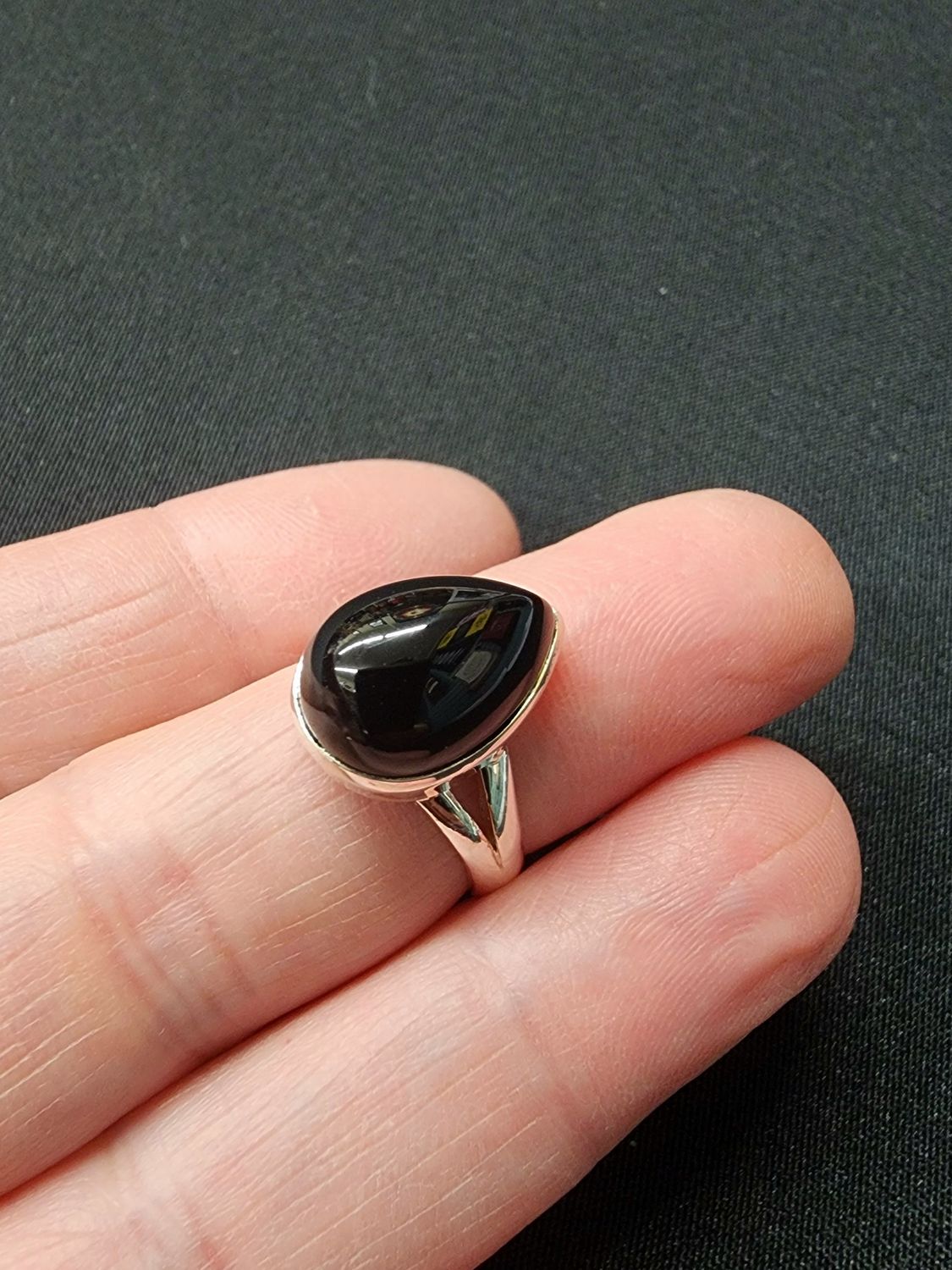Onyx Ring A - Size 6 Sterling Silver