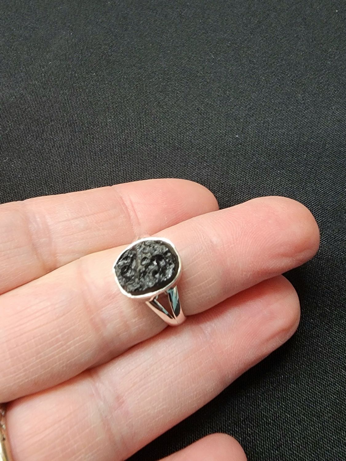 Tektite Ring A - Size 6 Sterling Silver