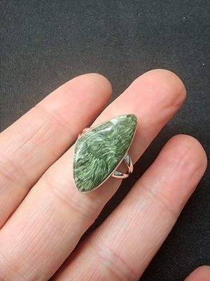Seraphinite Ring - Size 6 Sterling Silver