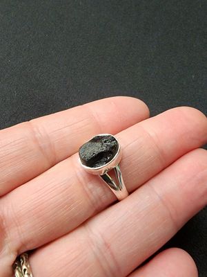 Tektite Ring - Size 8 Sterling Silver