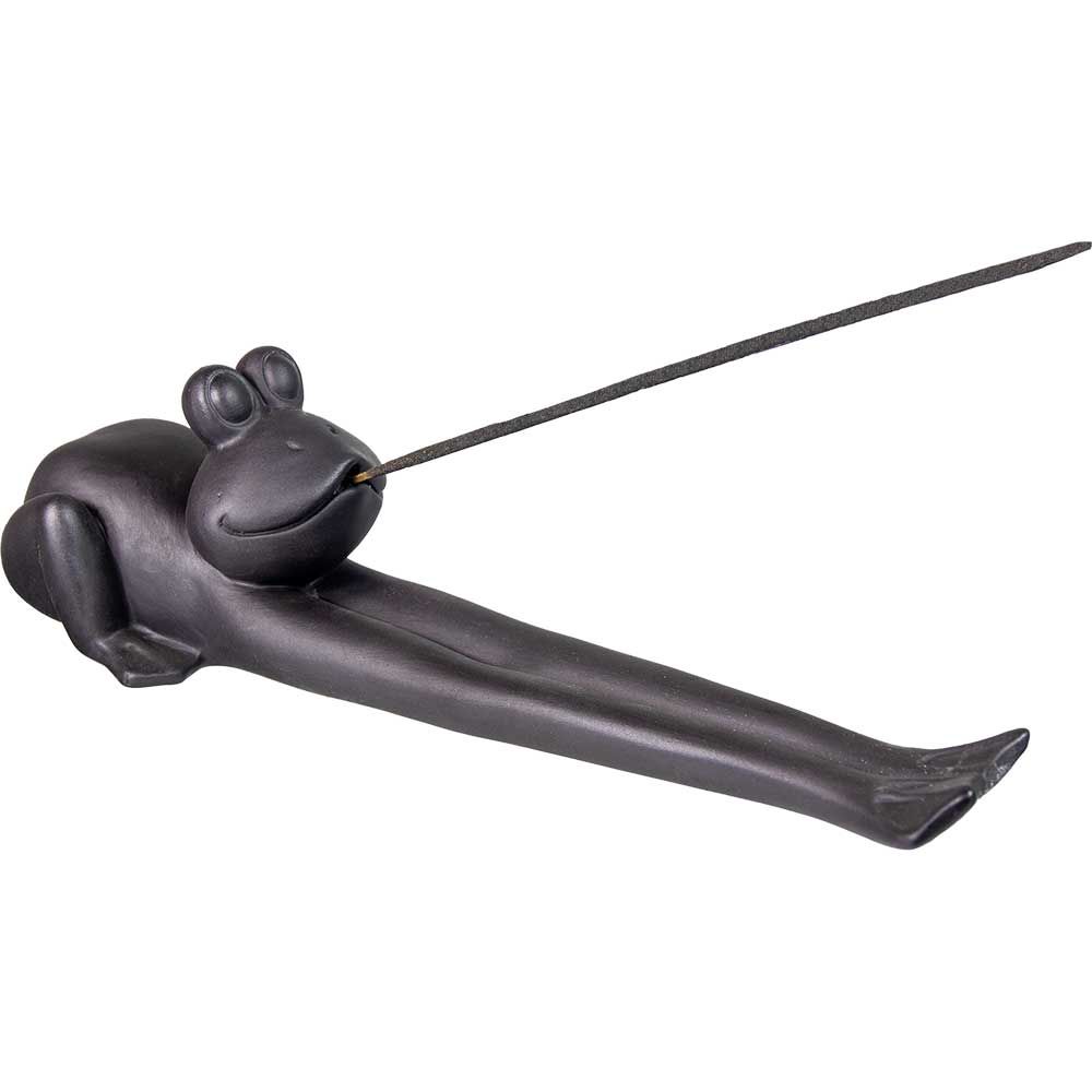 Ceramic Yoga Frog Incense Burner 8.5"