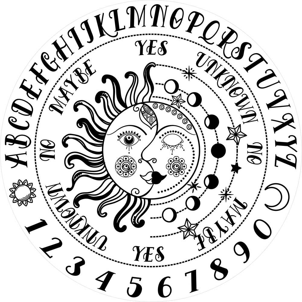 Wooden Pendulum Board with Celestial Sun &amp; Moon White 10"