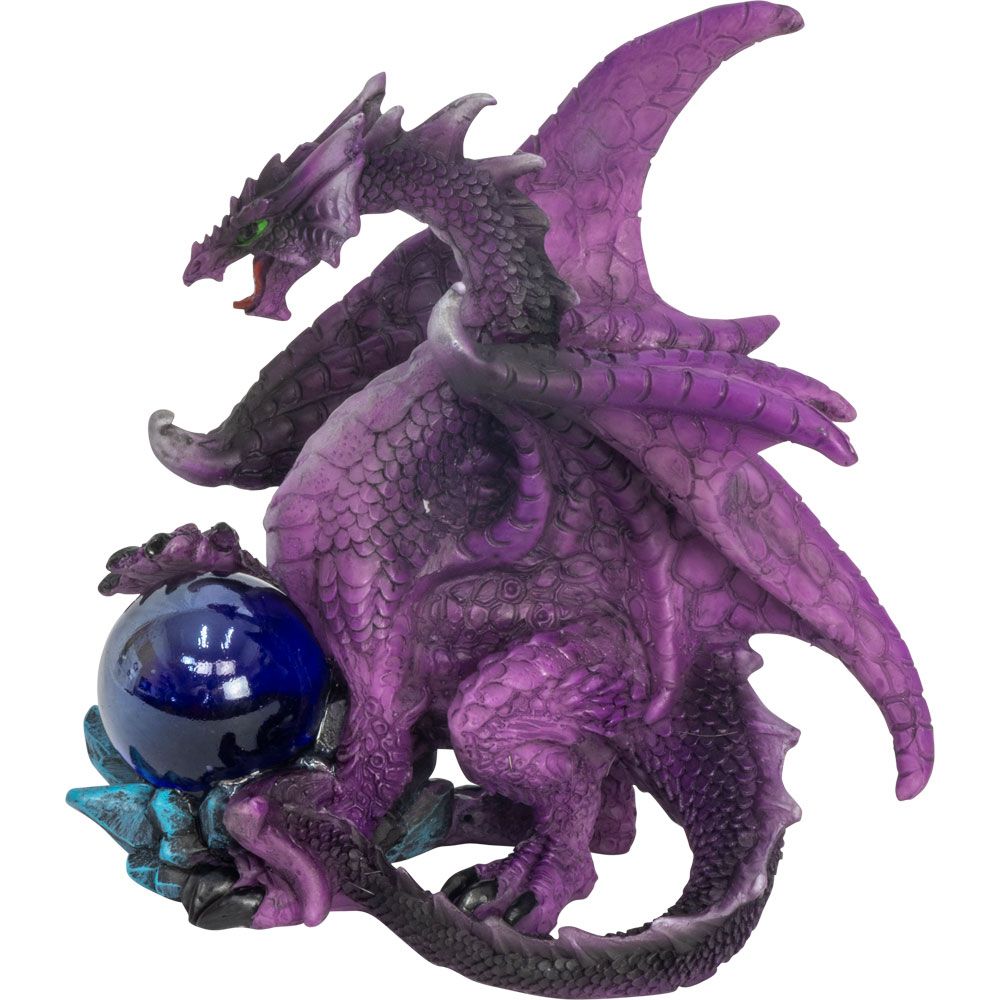 Small Purple Dragon Statue w/ Sphere 3.5"
