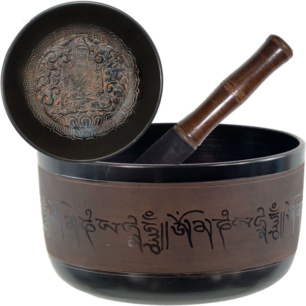 Medicine Buddha 10"D Singing Bowl - Solar Plexus Chakra - Note E