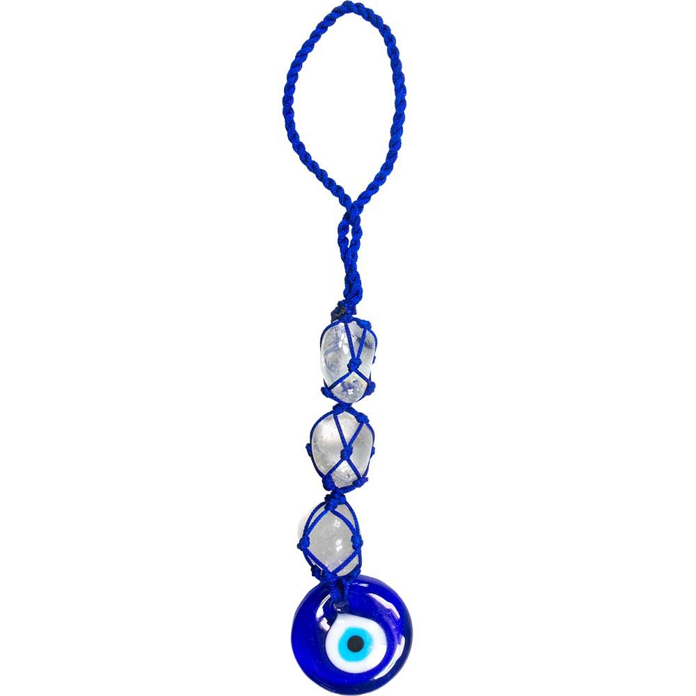 Hanging Crystal Macrame Evil Eye with Selenite 8"
