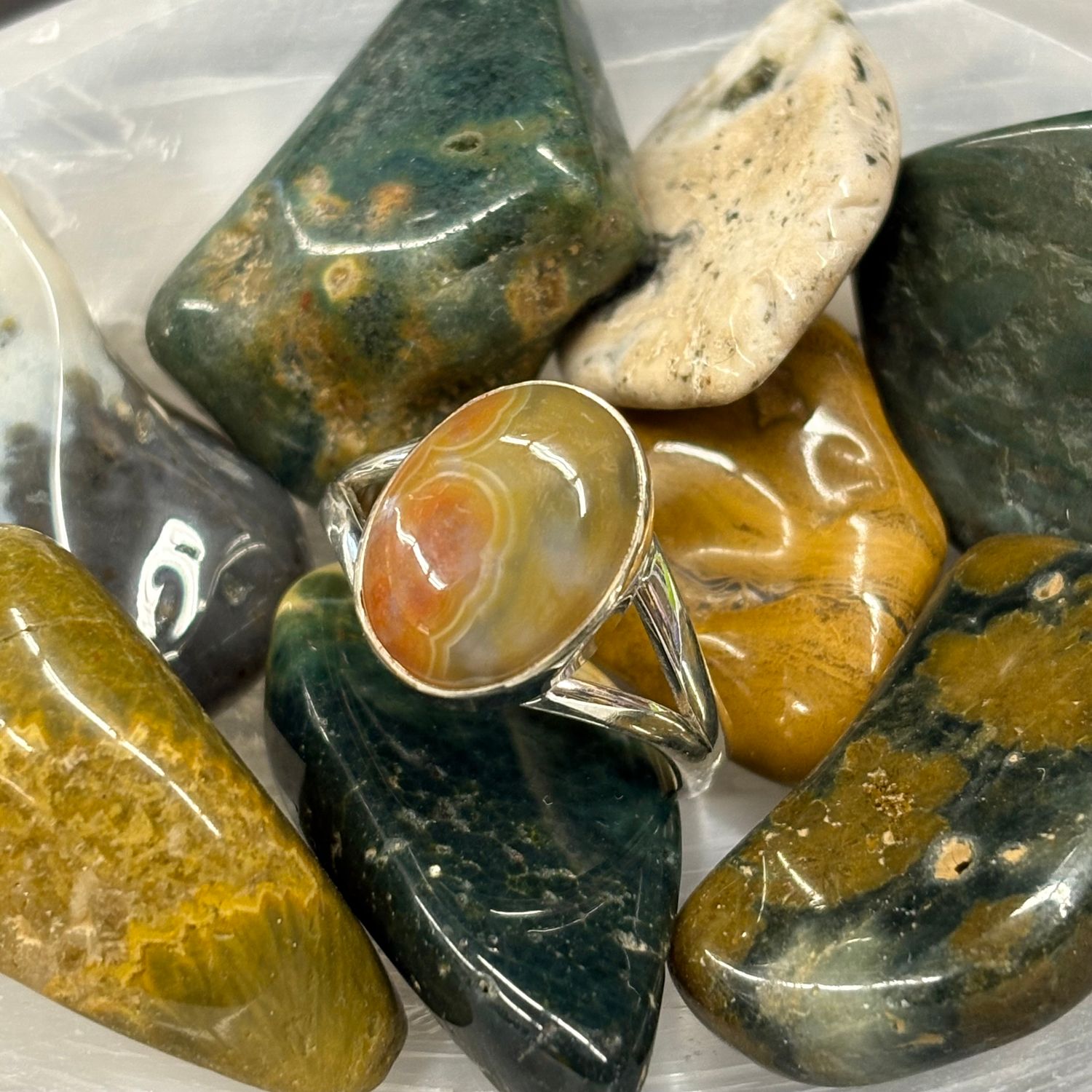 Ocean Jasper Ring - Size 10 Sterling Silver