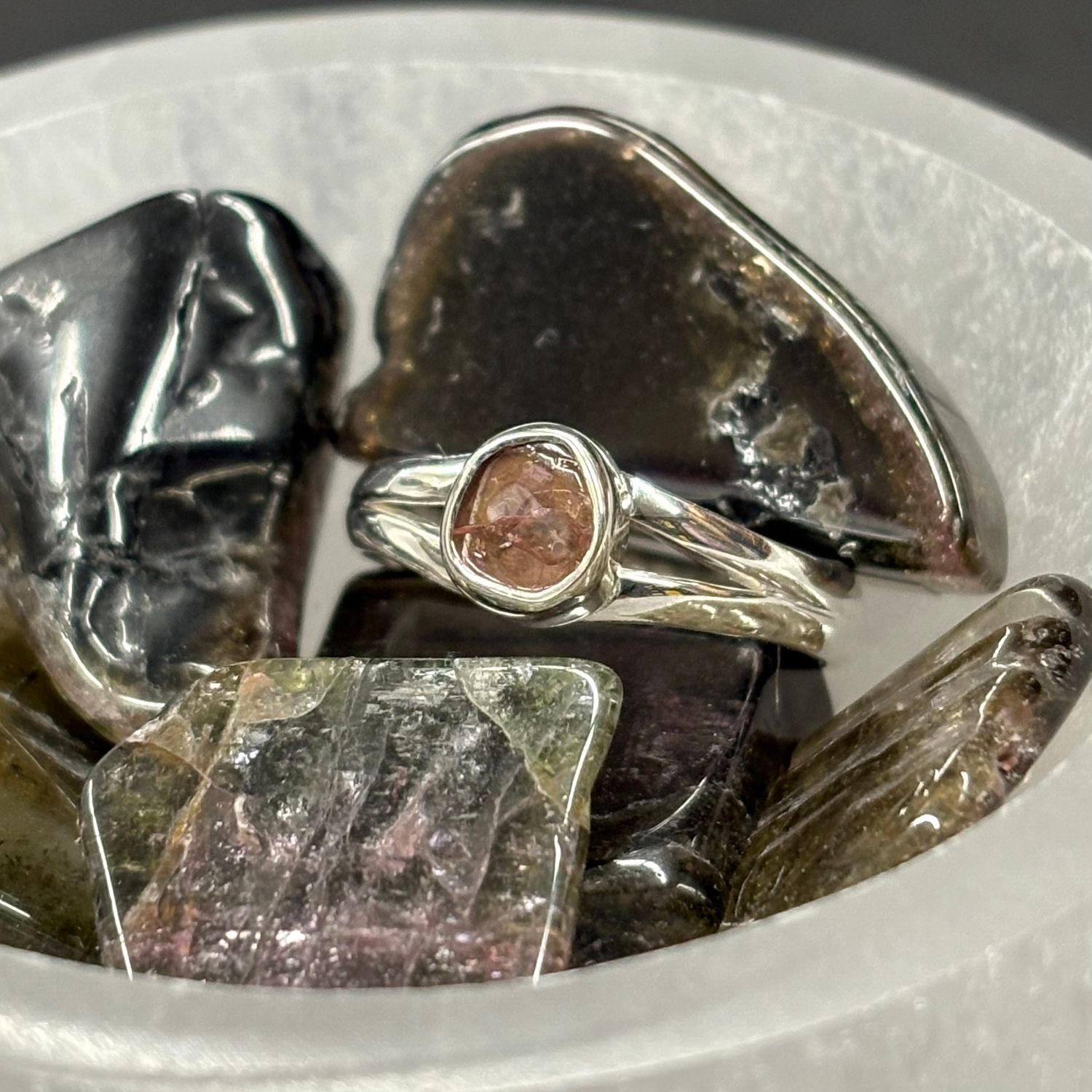 Watermelon Tourmaline Ring - Size 7 Sterling Silver