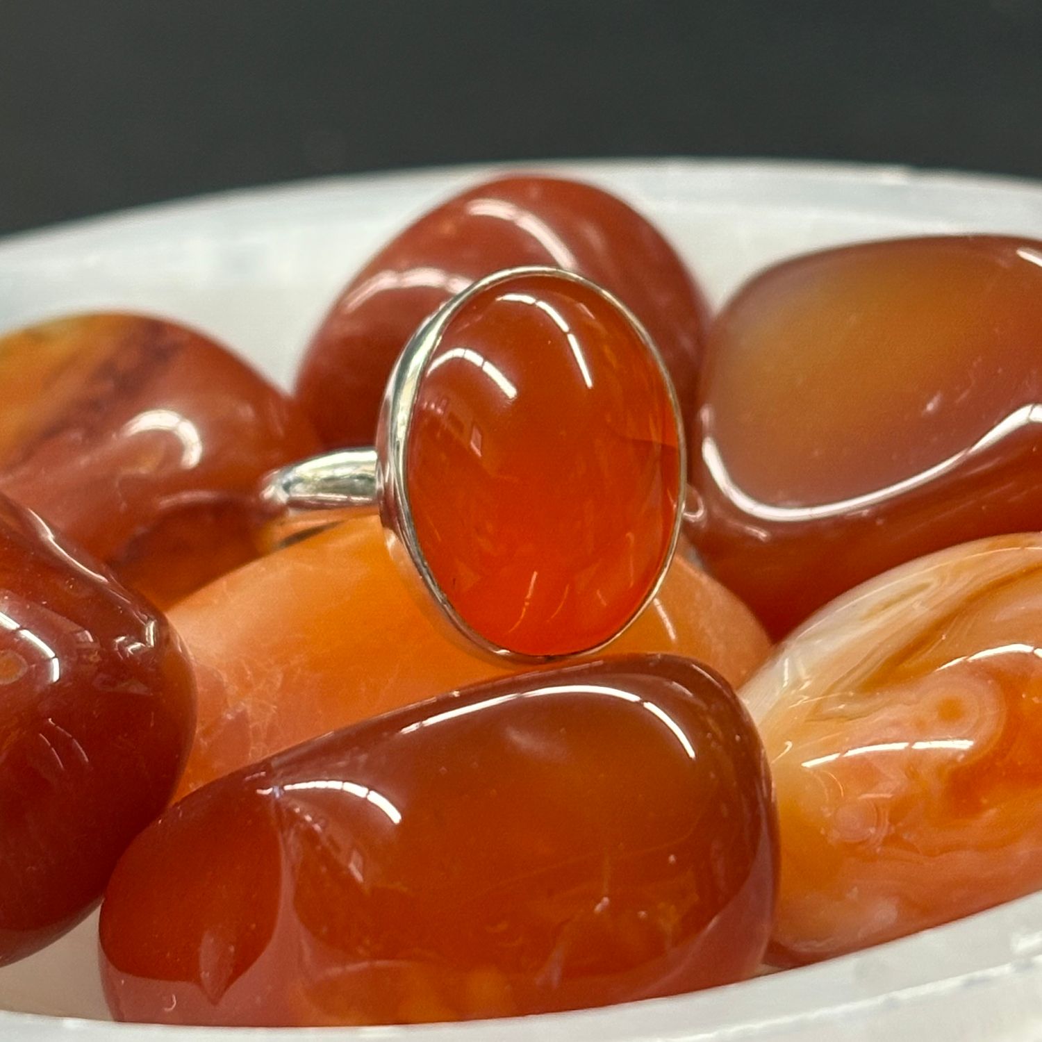 Carnelian Ring C - Size 7 Sterling Silver