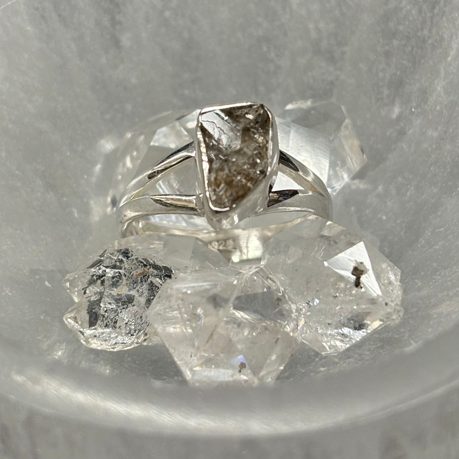Herkimer Diamond Ring - Sterling Silver - Size 7