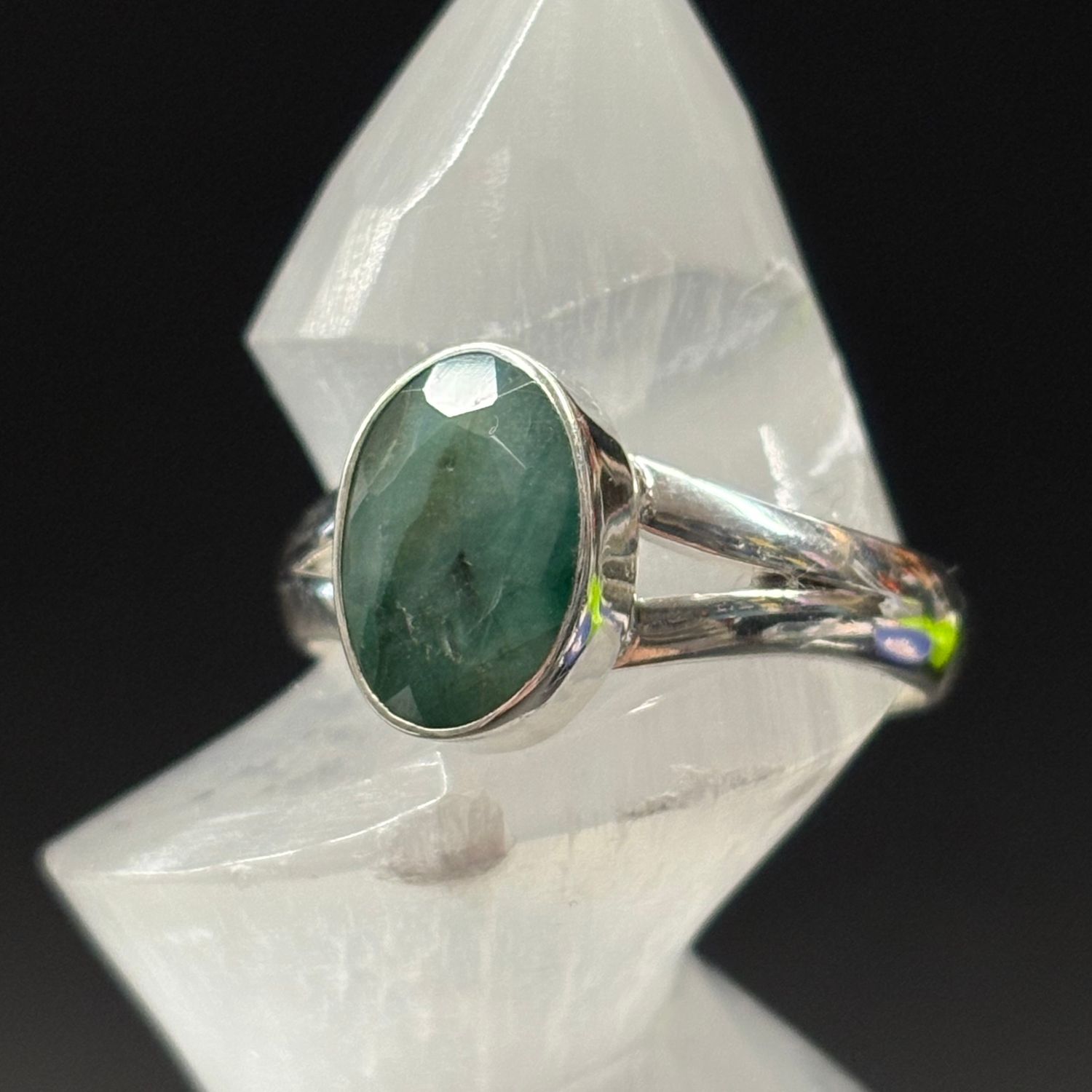Emerald Ring B - Size 7 Sterling Silver
