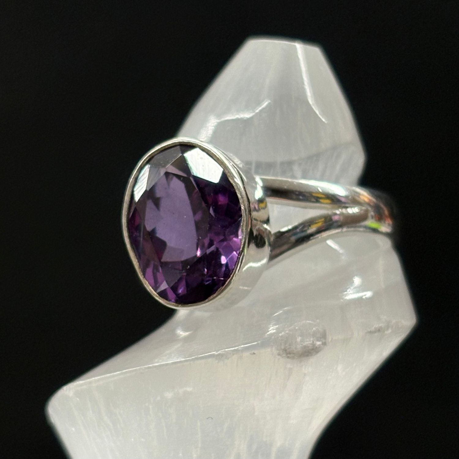 Alexandrite Faceted Ring B - Size 7 Sterling Silver *Lab Grown*
